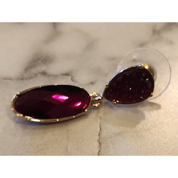 Chaps Gold-Tone Red Double Drop Earrings - Picture 6 of 6